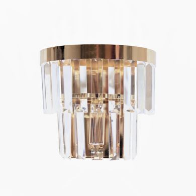 Aplique OLFUS 1xE14 A.22xD.22cm c/cristales transparentes y chapa dorada
