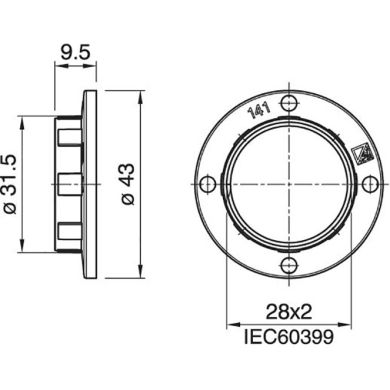 Anilha de abat-jour dourada para suporte E14 roscado A.9, 5mm D.43mm, em resina termoplástica