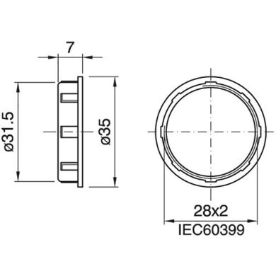 Anilha de abat-jour dourada para suporte E14 roscado Alt.7mm D.35mm, em resina termoplástica