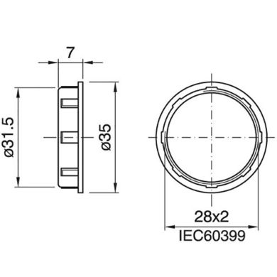 Anilha de abat-jour preta para suporte E14 roscado Alt.7mm D.35mm, em resina termoplástica