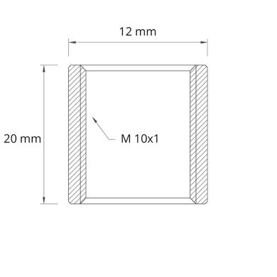 Altura Alt.2xD.1,2cm M10x1, em latão bruto (MO3)