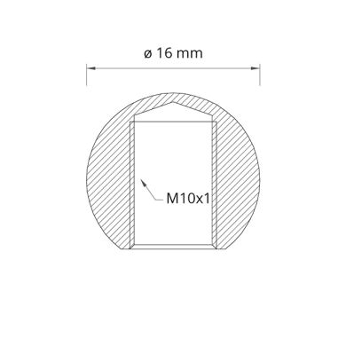 Remate D.1,6cm M10x1, em latão bruto  (SF8)