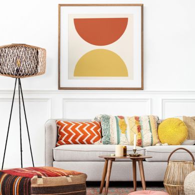 Floor lamp BAMBOO D.49xA.145cm 1xE27 in black and natural bamboo