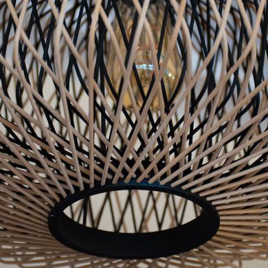 Pendant light BAMBOO D.39cm 1xE27 in black and natural bamboo