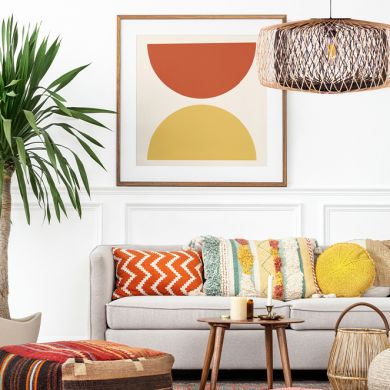 Colgante BAMBOO D.39cm 1xE27 en bambú negro y natural