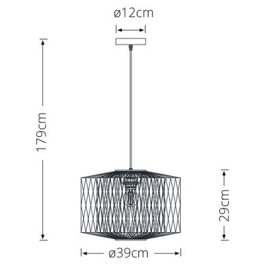 Pendant light BAMBOO D.39cm 1xE27 in black and natural bamboo