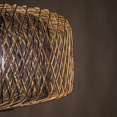 Pendant light BAMBOO D.49cm 1xE27 in black and natural bamboo