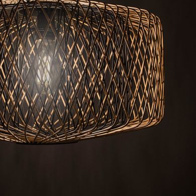 Pendant light BAMBOO D.49cm 1xE27 in black and natural bamboo