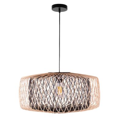 Pendant light BAMBOO D.59cm 1xE27 in black and natural bamboo