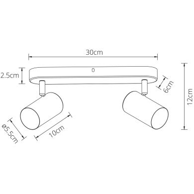 Aplique LUCAS 2xGU10 C.30xL.10xAlt.12cm Branco