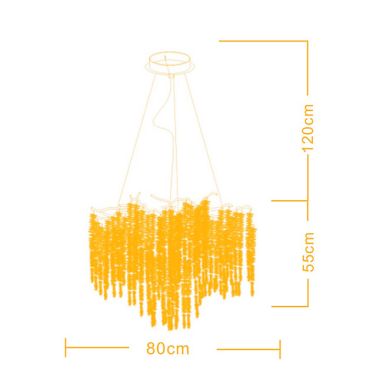 Candeeiro tecto CHAMONIX 12xG9 Alt.Reg.xD.80cm com cristais transparentes e armação dourada