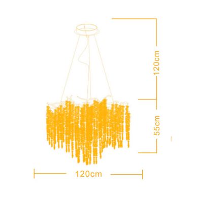 Candeeiro tecto CHAMONIX 18xG9 Alt.Reg.xD.120cm com cristais transparentes e armação dourada