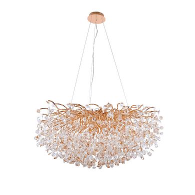 Ceiling Lamp DAVOS 15xG9 H.Reg.xD.100cm with amber cristals and gold frame