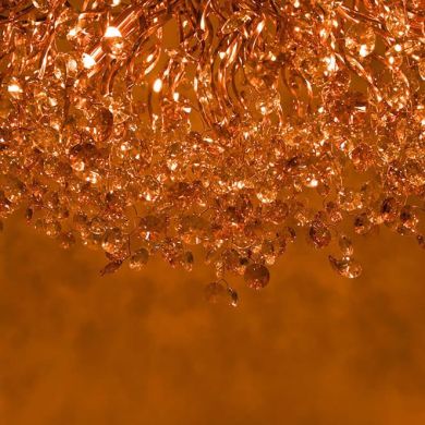 Ceiling Lamp DAVOS 15xG9 H.Reg.xD.100cm with amber cristals and gold frame