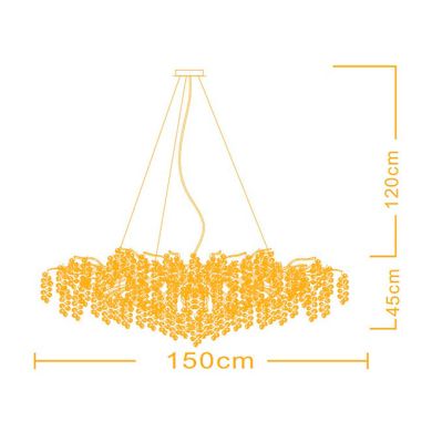 Ceiling Lamp DAVOS 16xG9 L.150xW.75xH.Reg.cm with amber cristals and gold frame