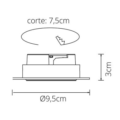 Aro de encastrar para pladur ONASSIS redondo Alt.3xD.9,5cm Policarbonato (PC) Branco