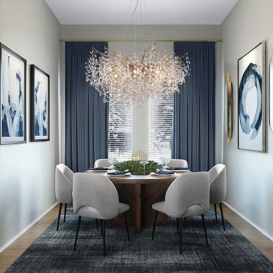 Lámpara de techo AMPEZZO 18xG9 L.150xW.75xH.Reg.cm c/cristales transparente y armazón dorada