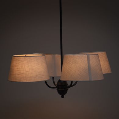 Candeeiro de tecto MARIZA 4xE14 preto com 4 abatjours bege