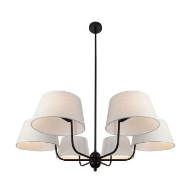 Candeeiro de tecto MARIZA 6xE14 preto com 6 abatjoures beges