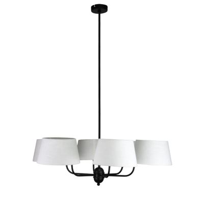 Candeeiro de tecto MARIZA 6xE14 preto com 6 abatjoures beges