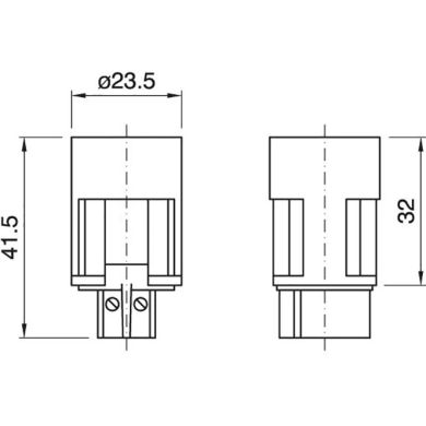 White E14 2-pieces candle lampholder Ø24mm w/metal brackets or snap-on domes, in thermoplastic resin