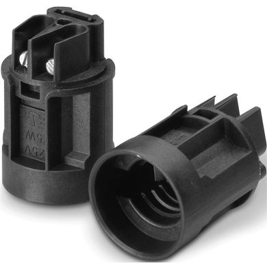 Portalámparas termopl. negro casquillo E14 para vela Ø24mm, c/escuadras metalicas o Capuchónes