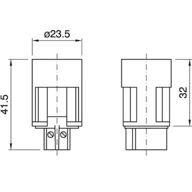 Black E14 2-pieces candle lampholder Ø24mm w/metal brackets or snap-on domes, in thermoplastic resin