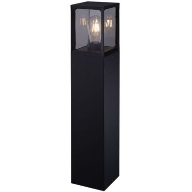 Pillar CRIZ IP44 1xE27 L.12,3xW.12,3xH.65cm Black Aluminium+Glass