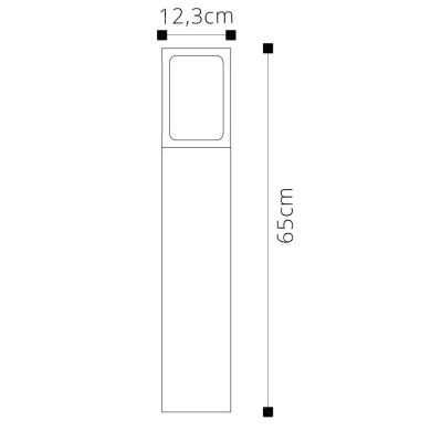 Farola CRIZ IP44 1xE27 L.12,3xAn.12,3xAl.65cm Aluminio+VidrioNegro