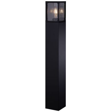 Pillar CRIZ IP44 1xE27 L.12,3xW.12,3xH.90cm Black Aluminium+Glass