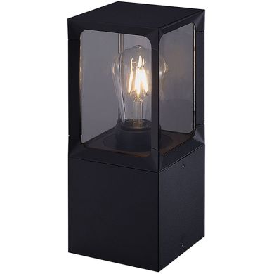 Pillar CRIZ IP44 1xE27 L.12,3xW.12,3xH.30cm Black Aluminium+Glass