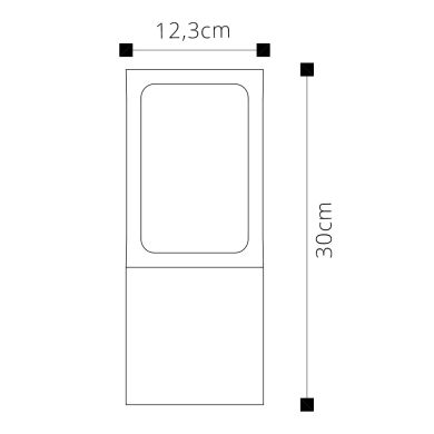 Pilar CRIZ IP44 1xE27 C.12,3xL.12,3xAlt.30cm Alumínio+Vidro Preto