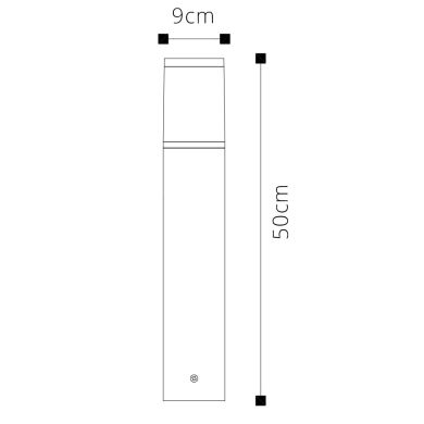 Pilar EGA IP65 1xE27 Alt.50xD.9cm Alumínio+PC Preto