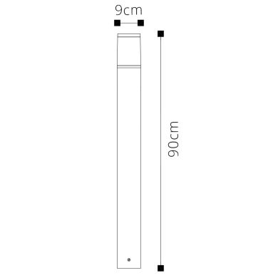 Pilar EGA IP65 1xE27 Alt.90xD.9cm Alumínio+PC Preto