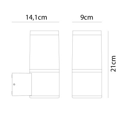 Aplique EGA IP65 1xE27 C.9xL.14,1xAlt.21Alumínio + PC Branco