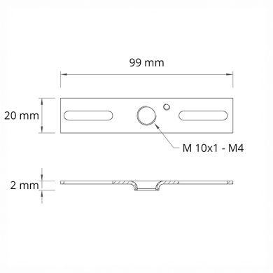 Encaixe para base C.2xL.0,2xAlt.10cm M10, em ferro zincado (STF4)