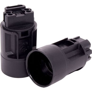 Portalámparas termopl. negro casquillo E14 para vela Ø24mm, c/escuadras metalicas o Capuchónes