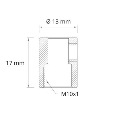 Cerra-cabos com rosca macho M10x1 de 7mm e parafuso transparente, em latão dourado (WG7 BRUTO)