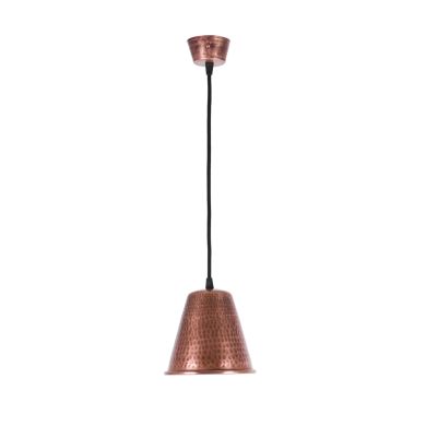 Colgante COPPER 1xE27 Al.Reg.xD.15,5cm em cobre com acabamento martelado brillante