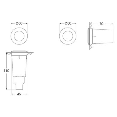 Recessed wall Lamp ALDO 1xG9 1,7W 3000K IP67 H.12,7xD.5cm black resin