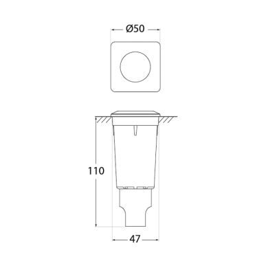 Recessed wall Lamp ALDO square 1xG9 1,7W 3000K IP67 L.5xW.5xH.11cm