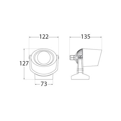 Foco TOMMY 1xGU10 6W botão CCT (2cores) IP66 C.12,2xL.13,5xAlt.12,7cm resina preta
