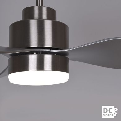 Ceiling fan DC PONIENTE nickel, 3 blades, 16W LED 4000K, H.36xD.116cm