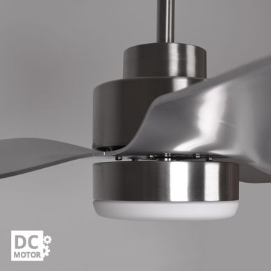 Ceiling fan DC PONIENTE nickel, 3 blades, 16W LED 4000K, H.36xD.116cm