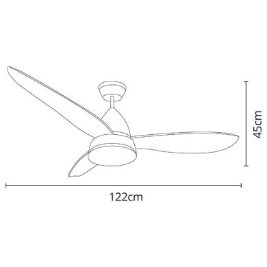 Ventilador DC MARINO blanco, 3 aspas, 16W LED 4000K, Al.45xD.122cm