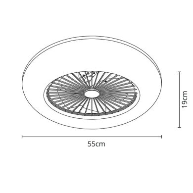 Ventilador de techo TORNADO blanco D.55cm 5 aspas, con LED 48W 3600lm 3000-6000K