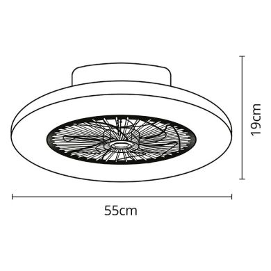 Ceiling fan AC TORNADO silver, 5 blades, 48W LED 3000-6000K, H.19xD.55cm