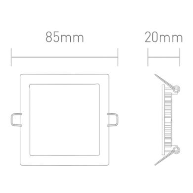 Downlight INTEGO CLASSIC square 5W LED CCT 320lm 120° L.8.5xW.8.5xH.2cm White