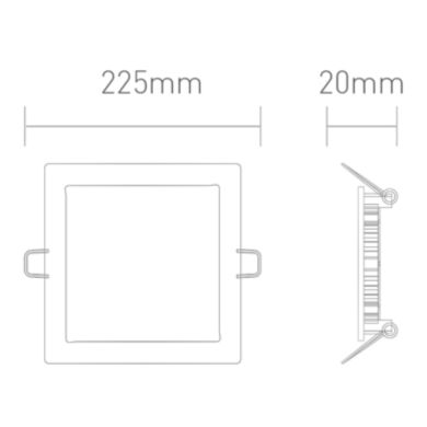Downlight Empotrable INTEGO CLASSIC cuadrado 18W LED CCT 1600lm 120° L.22,5xAn.22,5xAl.2cm Blanco