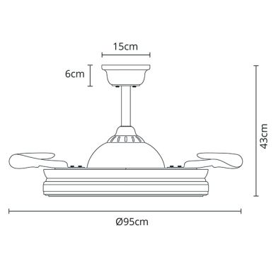 Ventilador DC OESTE blanca D.107cm 3 aspas retráctiles, con LED 81W 2200lm 3000-4000-6500K
